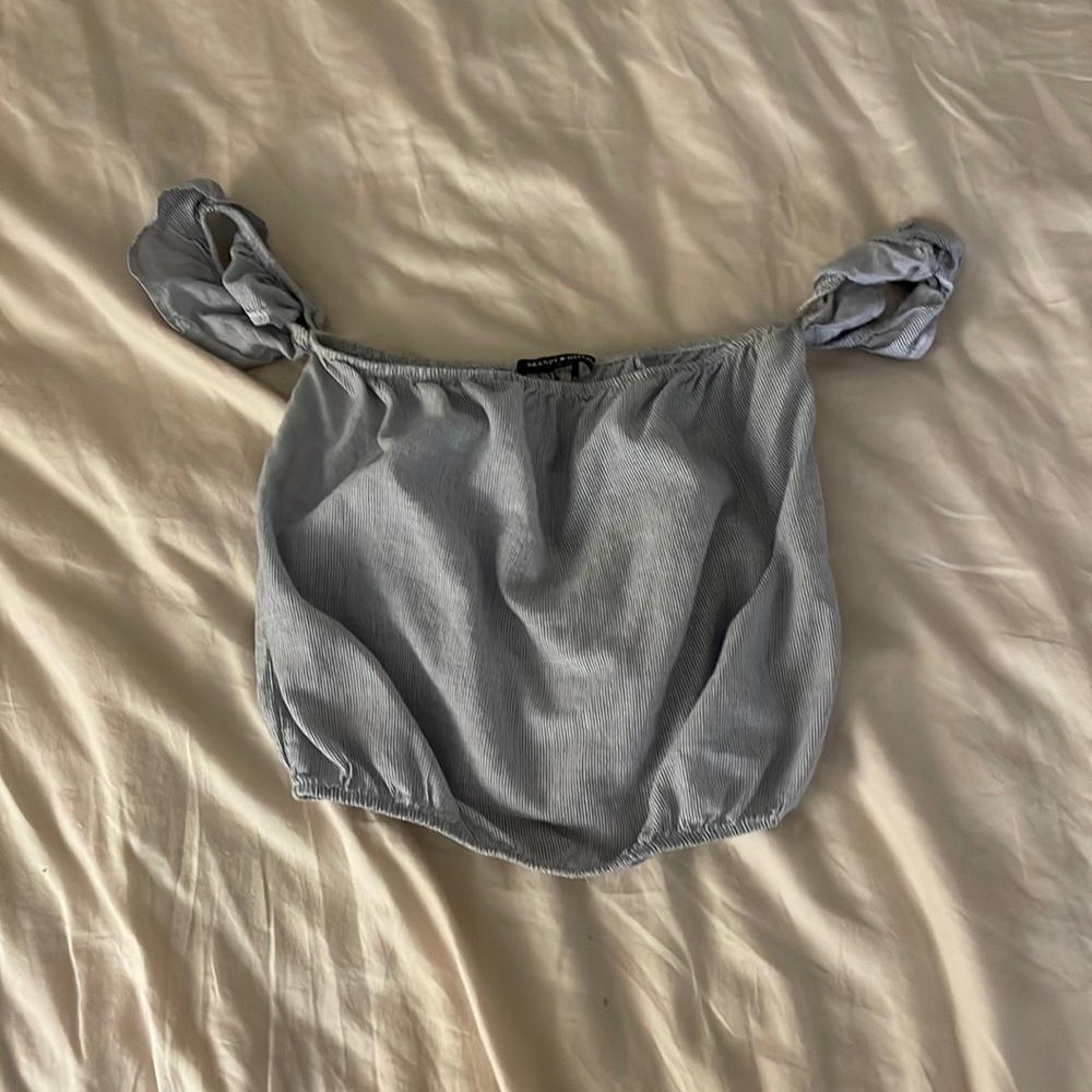 Brandy Melville pinstripe off the shoulder top